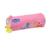 Safta | Estuche Escolar Redondo Peppa Pig Baby Pig, Portatodo Escolar Infantil Cilíndrico, Cremallera Superior con Tirador Fácil Apertura, Medidas 20x7x7 cm, Estuche Escolar