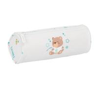 Safta | Estuche Escolar Redondo Real Madrid Preescolar Blanca, Portatodo Escolar Infantil con Cremallera y Tirador Fácil Apertura, Medidas 20x7x7 cm