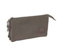 Safta | Estuche Escolar Triple Basic Vison, Organizador Escolar Juvenil con 3 Compartimentos Separados con Cremallera y Bolsillo Interior Central, Medidas 22x3x12 cm, Portatodo 3 Compartimentos