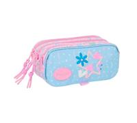 Safta | Estuche Escolar Triple Big Blackfit8 Smile, Organizador Escolar con 3 Compartimentos y Cremalleras, Bolsillo Frontal, Medidas 21,5x8x10 cm, Portatodo 3 Compartimentos
