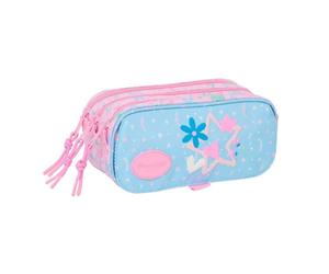 Safta | Estuche Escolar Triple Big Blackfit8 Smile, Organizador Escolar con 3 Compartimentos y Cremalleras, Bolsillo Frontal, Medidas 21,5x8x10 cm, Portatodo 3 Compartimentos