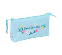 Safta - Estuche Escolar Triple Blackfit8 Pétalos, Organizador Escolar con 3 Compartimentos Separados y Cremallera, Medidas 22x3x12 cm, Portatodo 3 Compartimentos