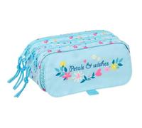 Safta - Estuche Escolar Triple Blackfit8 Pétalos, Organizador Escolar con 3 Compartimentos y Cremalleras, Bolsillo Frontal, Medidas 21,5x8x10 cm, Portatodo 3 Compartimentos