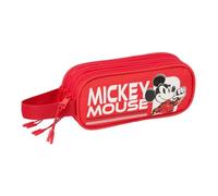 Safta | Estuche Escolar Triple Disney Mickey & Friends Racing, Portatodo Escolar Infantil con 3 Compartimentos Separados y Cremalleras, Medidas 21x7x8,5 cm, Estuche Escolar 3 Compartimentos
