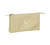 Safta | Estuche Escolar Triple El Ganso Basics Arena, Portatodo Escolar con 3 Compartimentos con Cremallera, Bolsillo Interior Central con Cremallera, Medidas 22x3x12 cm