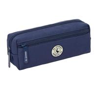 Safta | Estuche Escolar Triple El Ganso Jeans con Goma Elástica Trasera, 22 cm, Portatodo Organizador con 3 Compartimentos y Cremalleras, Tiradores El Ganso, Azul Marino, Medidas 22x6x8,5 cm