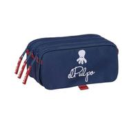 Safta - Estuche Escolar Triple El Pulpo Big, Portatodo Juvenil con 3 Compartimentos y Cremalleras, Bolsillo Frontal con Cremallera, Cinta Trasera Adaptable a Carro Portamochilas, Medidas 21,5x8x10 cm