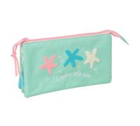Safta | Estuche Escolar Triple Estrellas, Portatodo Escolar Juvenil con 3 Compartimentos Separados con Cremallera y Bolsillo Interior Central, Medidas 22x3x12 cm