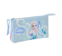 Safta | Estuche Escolar Triple Frozen Disney, Portatodo Escolar Infantil 22x12x3 cm, Medidas 22x3x12 cm, Estuche Escolar 3 Compartimentos