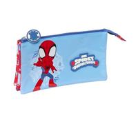 Safta | Estuche Escolar Triple Marvel Spidey Rescue, Portatodo Escolar Infantil con 3 Compartimentos Separados y Cremallera, Medidas 22x3x12 cm, Estuche Escolar 3 Compartimentos