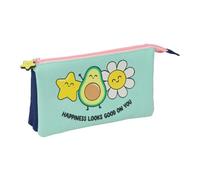 Safta | Estuche Escolar Triple Mr. Wonderful Estrella, Portatodo Organizador con 3 Compartimentos Separados con Cremallera y Bolsillo Interior Central, Infantil y Juvenil, Medidas 22x3x12 cm