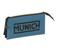 Safta - Estuche Escolar Triple Munich, Portatodo Juvenil con 3 Compartimentos Separados con Cremallera, Bolsillo Interior Central con Cremallera, Medidas 22x3x12 cm