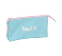 Safta | Estuche Escolar Triple Munich Sky, Portatodo Juvenil con 3 Compartimentos Separados y Cremallera, Bolsillo Interior Central con Cremallera, Organizador Vuelta al Cole, Medidas 22x3x12 cm