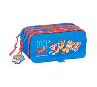 SAFTA | Estuche Escolar Triple Paw Patrol Cool, Portatodo Infantil con 3 Compartimentos y Cremalleras, Bolsillo Frontal, Cinta Trasera Adaptable a Carro Portamochilas, Multicolor, Medidas 21,5x8x10 cm