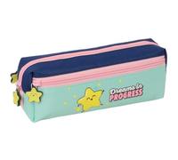 Safta | Estuche Escolar Triple Pequeño Mr. Wonderful Estrella, Organizador Escolar 22 cm, 3 Compartimentos con Cremallera, Medidas 22x6x8,5 cm, Portatodo 3 Compartimentos