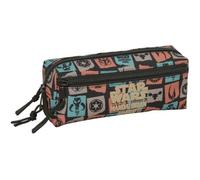 Safta - Estuche Escolar Triple Pequeño Star Wars The Mandalorian & Grogu, 22 cm, Organizador Escolar con 3 Compartimentos y Cremalleras, Medidas 22x6x8,5 cm, Portatodo 3 Compartimentos