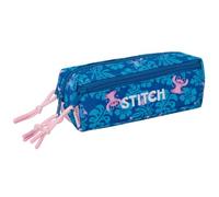 Safta | Estuche Escolar Triple Pequeño Stitch Lilo 22 cm con Goma Elástica Trasera, Portatodo Organizador 3 Compartimentos con Cremallera, Infantil Vuelta al Cole, Medidas 22x6x8,5 cm