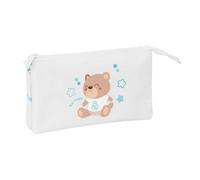 Safta | Estuche Escolar Triple Real Madrid Preescolar Blanca, Portatodo Escolar Infantil con 3 Compartimentos Separados con Cremallera y Bolsillo Interior Central, Medidas