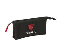 Safta | Estuche Escolar Triple Sevilla FC, Portatodo Escolar con 3 Compartimentos Separados con Cremallera y Bolsillo Interior Central, Medidas 22x3x12 cm, Estuche Escolar 3 Compartimentos