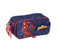 Safta | Estuche Escolar Triple Spider-Man Marvel Big, Organizador Escolar Infantil con 3 Compartimentos y Cremalleras, Bolsillo Frontal, Medidas 21,5x8x10 cm, Portatodo 3 Compartimentos
