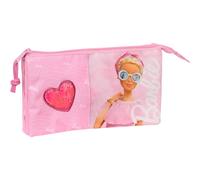 Safta Estuche Lápices PORTATODO TRIPLE BARBIE con 3 Compartimentos Separados