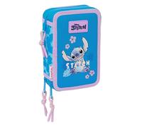 Stitch Hawaii - Estuche Escolar con 36 Útiles Incluidos, Estuche Infantil, Estuche Niño, Ideal para Niños de 5 a 14 Años, Cómodo y Versátil, Calidad y Resistencia, 12.5x5.5x19.5 cm, Color Azul