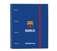 Safta F.C. BARCELONA 2ª EQUIPACIÓN - Carpeta 4 Anillas de 35 cm con 100 Hojas A4, Ideal para Niños de Diferentes Edades, Cómoda y Versátil, Calidad y Resistencia, 27x3.5x32 cm, Color Azul y Granate