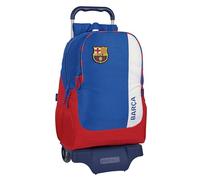 Safta F.C. BARCELONA 2ª EQUIPACIÓN - Mochila Escolar con Carro, Ideal para Niños de Diferentes Edades, Cómoda y Versátil, Calidad y Resistencia, 33x15x43 cm, Color Azul y Granate