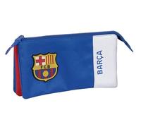 Safta F.C. BARCELONA 2ª EQUIPACIÓN - Portatodo Triple, Estuche Infantil, Estuche Niño, Ideal para Niños en Edad Escolar, Cómodo y Versátil, Calidad y Resistencia, 22x3x12 cm, Color Azul y Granate