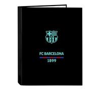 Safta F.C. BARCELONA 3ª EQUIPACIÓN - Carpeta con Folios 4 Anillas, Ideal para Niños de Diferentes Edades, Cómoda y Versátil, Calidad y Resistencia, 26.5x33 cm, Color Negro