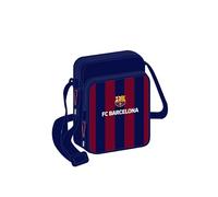 Safta F.C. BARCELONA - Bandolera con Bolsillo Exterior, Maletín Portatodo, Bandolera, Cómoda y Versátil, Calidad y Resistencia, 16x6x22 cm, Color Azul marino/granate