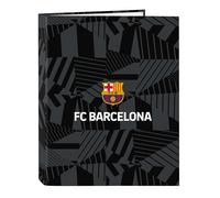 Safta F.C. BARCELONA BLACK - Carpeta con Folios 4 Anillas, Ideal para Niños de Diferentes Edades, Cómoda y Versátil, Calidad y Resistencia, 26.5x33 cm, Color Negro