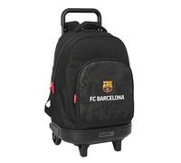 Safta F.C. BARCELONA BLACK - Mochila Grande con Ruedas, Compacta, Extraíble, Ideal para Niños de Diferentes Edades, Cómoda y Versátil, Calidad y Resistencia, 33x22x45 cm, Color Negro