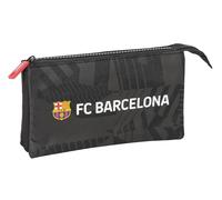 Safta F.C. Barcelona Black - Portatodo Triple, Estuche Infantil, Estuche Niño, Ideal para Niños en Edad Escolar, Cómodo y Versátil, Calidad y Resistencia, 22x3x12 cm, Color Negro