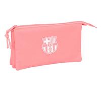 Safta F.C.Barcelona Chica - Portatodo Triple, Estuche Infantil, Estuche Niño, Ideal para Niños en Edad Escolar, Cómodo y Versátil, Calidad y Resistencia, 22x3x12 cm, Color Coral