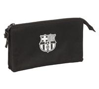 SAFTA F.C.Barcelona Chica - Portatodo Triple, Estuche Infantil, Estuche Niño, Ideal para Niños en Edad Escolar, Cómodo y Versátil, Calidad y Resistencia, 22x3x12 cm, Color Negro