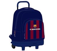 Safta F.C. BARCELONA - Mochila Grande con Ruedas, Compacta, Extraíble, Ideal para Niños de Diferentes Edades, Cómoda y Versátil, Calidad y Resistencia, 33x22x45 cm, Color Azul marino/granate