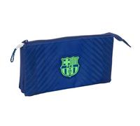 SAFTA F.C. Barcelona Navy Blue - Portatodo Triple, Estuche Infantil, Estuche Niño, Ideal para Niños en Edad Escolar, Cómodo y Versátil, Calidad y Resistencia, 22x3x12 cm