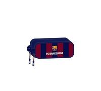 Safta F.C. Barcelona - Portatodo Doble Niño, Estuche Infantil, Estuche Niño, Ideal para Niños en Edad Escolar, Cómodo y Versátil, Calidad y Resistencia, 21x6x8 cm, Color Azul Marino/Granate