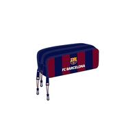 Safta F.C. Barcelona - Portatodo Triple Desplegable, Estuche Infantil, Estuche Niño, Ideal para Niños en Edad Escolar, Cómodo y Versátil, Calidad y Resistencia, 21x8x8 cm, Color Azul Marino/Granate