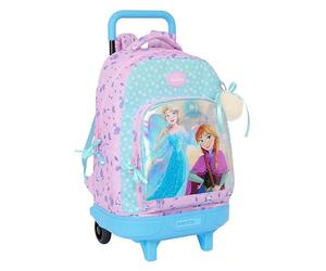 SAFTA Frozen Cool Days - Mochila Grande con Ruedas, Compacta, Extraíble, Ideal para Niños de Diferentes Edades, Cómoda y Versátil, Calidad y Resistencia, 33x22x45 cm, Color Violeta/Celeste