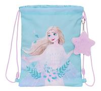 FROZEN II HELLO SPRING - Mochila Saco Plano Junior, Mochila, Ideal para Niños de Diferentes Edades, Cómoda y Versátil, Calidad y Resistencia, 26x34 cm, Color Azul Claro