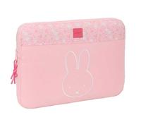 SAFTA | Funda para Portátil 15,6″ Miffy Flores, Acolchada y Ligera, Funda Protectora con Cremallera, Interior Suave Antirrayaduras, Color Rosa con Estampado Floral, Medidas 39,5x3,5x27,5 cm