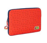 SAFTA | Funda para Portátil 15,6″ Super Mario Trick, Acolchada y Ligera, Interior Protector Antigolpes, Cierre con Cremallera, Diseño Rojo con Iconos y Tirador Seta, Medidas 39,5x3,5x27,5 cm