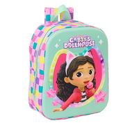 Safta GABBY'S DOLLHOUSE 3D - Mochila de Guardería 3D, Adaptable a Carro, Fácil Limpieza, Ideal para Niños de Diferentes Edades, Cómoda y Versátil, Calidad y Resistencia, 22x10x27 cm