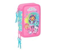 Safta GABBY'S DOLLHOUSE CONFETTI - Estuche Escolar con 37 Útiles Incluidos, Estuche Infantil, Estuche Niño, Ideal para Niños de 5 a 14 Años, Cómodo y Versátil, Calidad y Resistencia, 12.5x5.5x19.5 cm