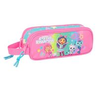 SAFTA GABBY'S Dollhouse Confetti - Portatodo Doble Niño, Estuche Infantil, Estuche Niño, Ideal para Niños en Edad Escolar, Cómodo y Versátil, Calidad y Resistencia, 21x6x8 cm