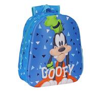 Safta Mochila escolar 3D Goofy - Adaptable a carro, 27x10x33 cm, Azul