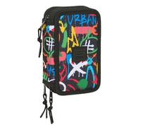 SAFTA GRAFFITI COLORS - Estuche Escolar con 37 Útiles Incluidos, Estuche Infantil, Estuche Niño, Ideal para Niños de 5 a 14 Años, Cómodo y Versátil, Calidad y Resistencia, 12.5x5.5x19.5 cm