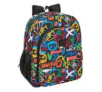 SAFTA GRAFFITI COLORS - Mochila Escolar Niño, Mochila Infantil, Adaptable a Carro, Ideal para Niños en Edad Escolar, Cómoda y Versátil, Calidad y Resistencia, 32x12x38 cm